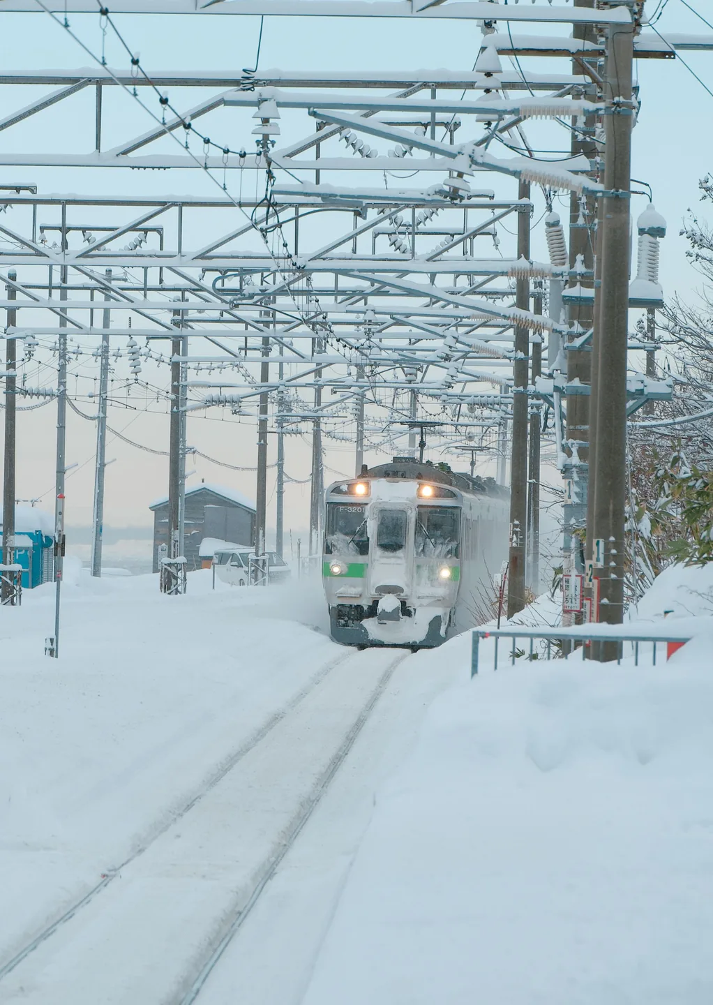 A winter rail scene in Hokkaido