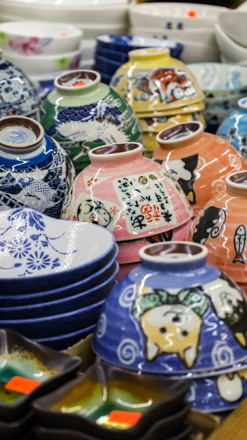 Japanese ceramics shown in a Kyushu craft context