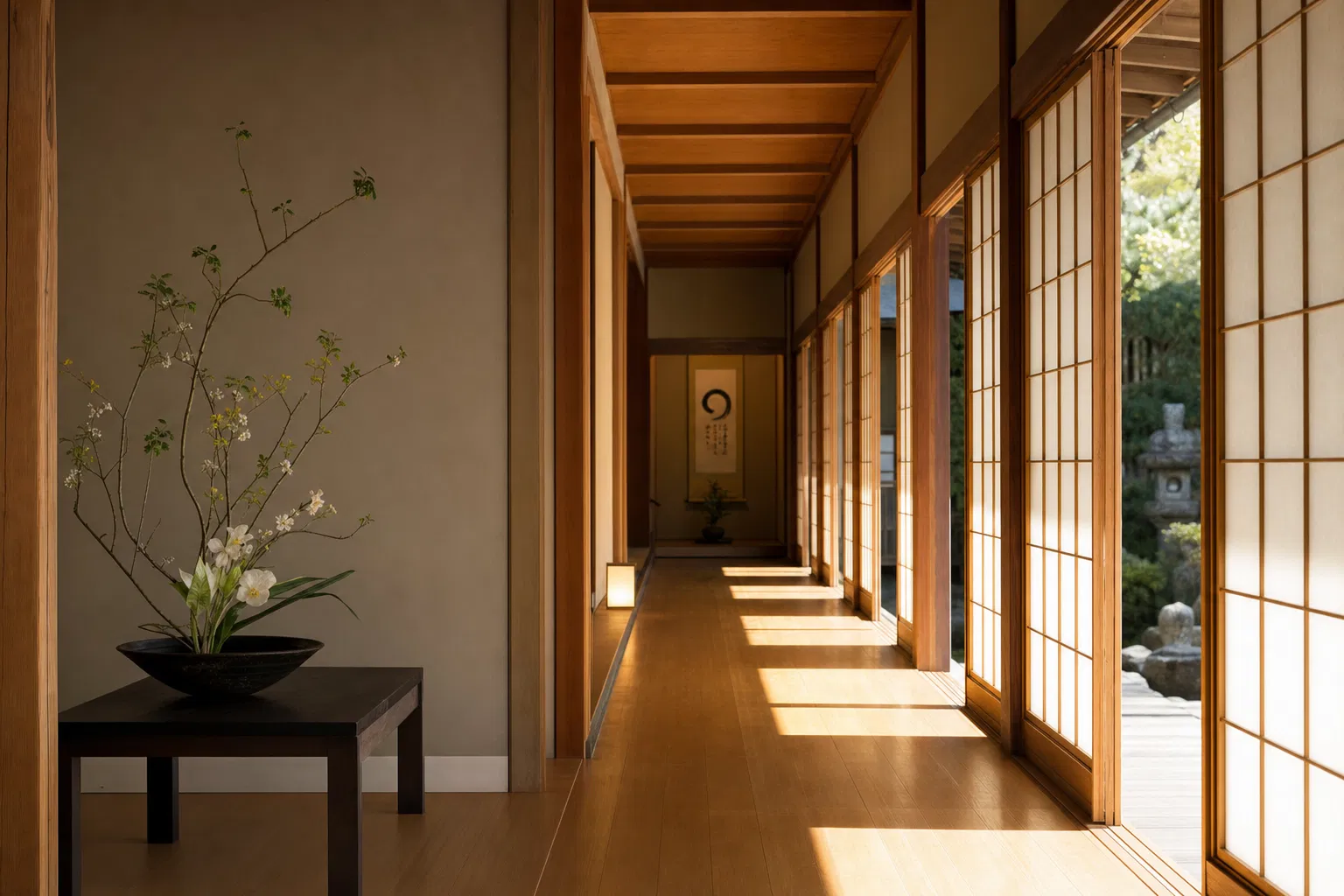 A quiet ryokan corridor in Japan